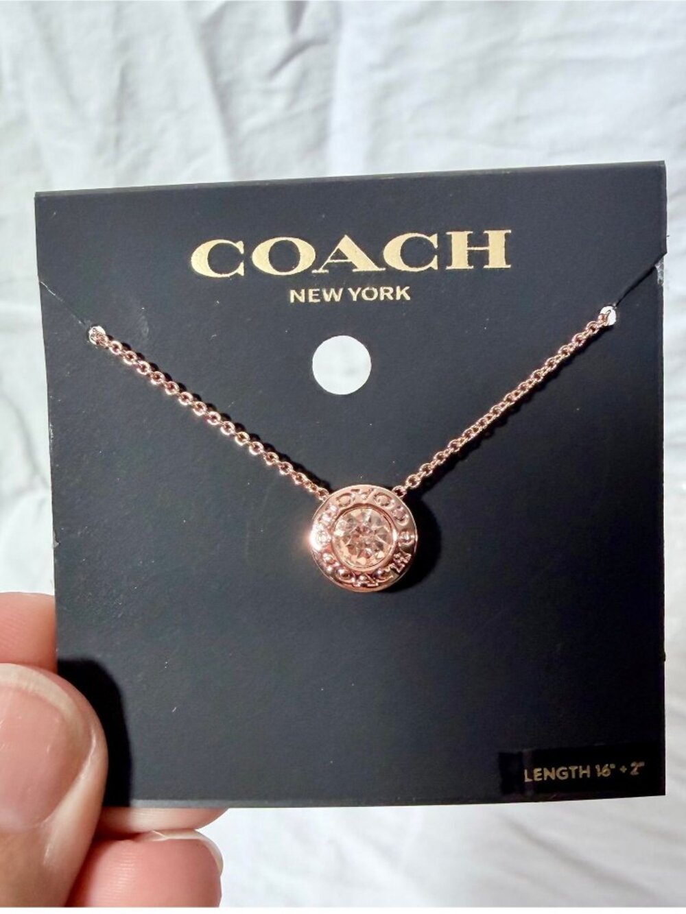 Coach open circle stone necklace